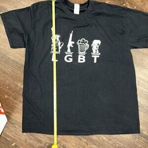 LGBT Liberty Guns Beer Trump Funny USA T-Shirt Pop Culture America MAGA Humor XL